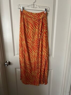 Jessica Simpson Red and Yellow Zebra Wrap Maxi Skirt